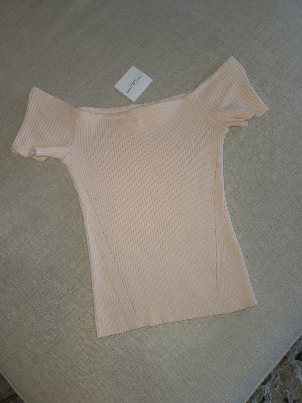 Ribbed Off-Shoulder Sweater Top - Cream